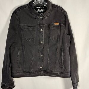Indian Jacket  Size L   Motorcycle Charlotte Graphic Washed Black Denim